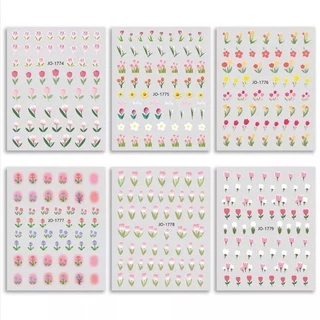 สติกเกอร์แต่งเล็บ ดอกทิวลิป ทิวลิป 🌷3D Tulip Nail Art Sticker Daisy White Rose Cherry Charm Summer Floral Designs