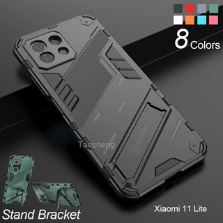 เคสโทรศัพท์แข็ง กันกระแทก พร้อมขาตั้ง สําหรับ Xiaomi Mi 11 Lite 11Lite Xiaomi11Lite Phone Case Hard Fashion Armor Shockproof Casing Soft Stand Holder Bracket Back Cover Camera Protection