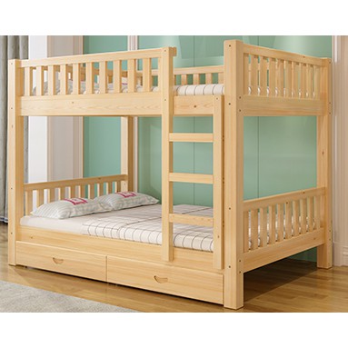 ตียงนอนไม้ 2ชั้น เตียงนอนสองชั้น เตียงเด็ก เตียงเสริม เตียงนอน เตียง 2 ชั้น พร้อมบันได Bunk Bed