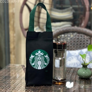 Starbucks กระเป๋าใส่ขวดน้ํา ผ้าแคนวาส สําหรับวางแก้วน้ํา ร่ม