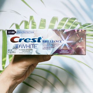 ยาสีฟัน ฟันขาว ปากสะอาด 3D White Brilliance Whitening Toothpaste with Stain Protection Vibrant Peppermint 116g (Crest®)