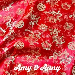 พร้อมส่ง ผ้าไหมจีน ผ้าตรุษจีน​​ ลายมังกร ปูโต๊ะ ดอก ตัดชุดกี่เพ้า มีหลายสี เครป ต่วน satin หลา สาทรจีน