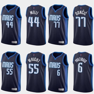 เสื้อกีฬาบาสเก็ตบอล แขนกุด ลายทีม BKB NBA Mavericks Doncic Melli Wright Porzingis สไตล์คลาสสิก