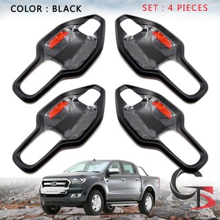 เบ้าปีก  ถ้วยรองมือดึงประตู สีดำด้าน 8 ชิ้น สำหรับ ฟอร์ด Ford เรนเจอร์ Ranger ปี 2012 2014 2015 2016 2017