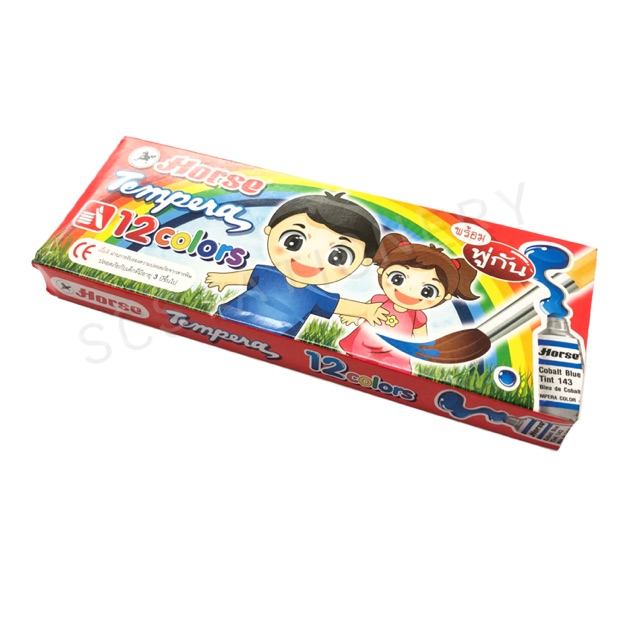 สีน้ำ ชุด12 สี ตราม้า + พู่กัน