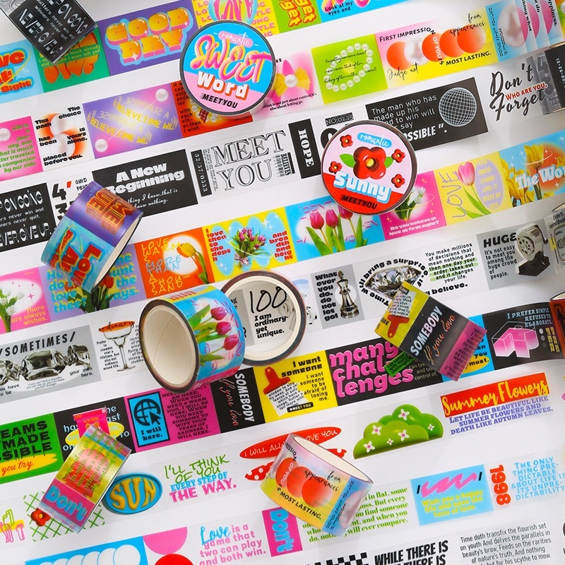 💥ล้างสต๊อก💥(353)สติกเกอร์เทปแนว cool kids สีสดใส