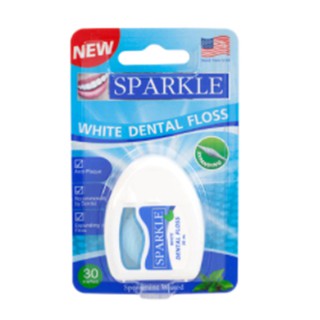 Sparkle Dental Floss White Dental Floss Expanding Spearmint 30 m.สปาร์คเคิลไหมขัดฟันไวท์เดนทัลฟลอสเอ็กซ์แพนติ้งสเปียร์มิ