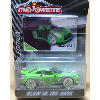 Majorette Nissan GT-R R35 - GITD Series - Green Color /Wheels 8SWC /scale 1/61 (3 inches) Package with Card