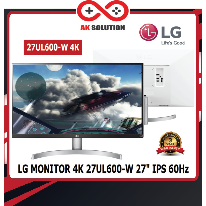 LG Monitor 27'' 27UP600-W (IPS,HDMI,DP) 60Hz