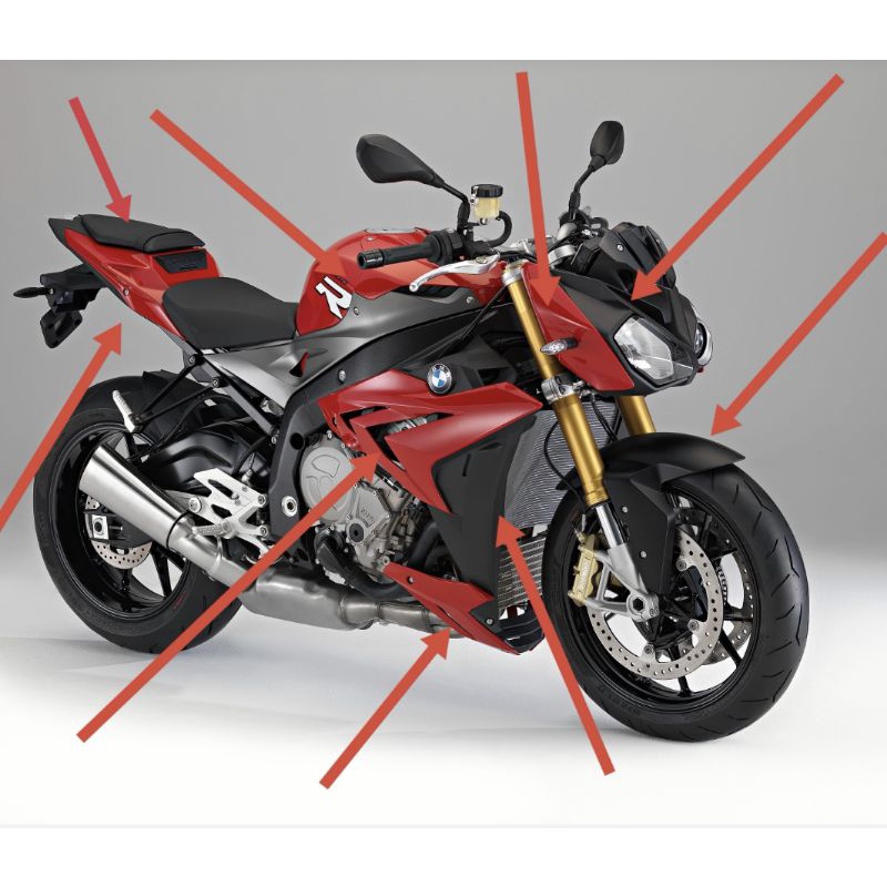 ชุดแฟริ่งแยกชิ้น BMW S1000R ปี 2015-2017BMW s1000 สีแดงแฟริ่งข้างแฟริ่งหลังแฟริ่งหน้าอะไหล่ s1000ของ