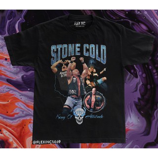 เสื้อยืด พิมพ์ลาย Stone Cold Steve Austin WWE King of Attitude โอเวอร์ไซซ์ สไตล์วินเทจ