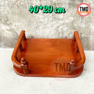 TMD หิ้งพระโค้งติดผนัง ไม้สักทอง ขนาด 40*29 ซม สีย้อม หิ้งวางไอ้ไข่ หิ้งวางพระพุทธรูป