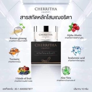 ครีมโสมเฌอริตาCHERRITHA โฉมขมิ้นดำขนาด10กรัมครีมบำรุงผิวตัวช่วยผิวอย่างดีโสมเกาหลีแท้เนื้อครีมเข้มข้นรับประกันของแท้100%