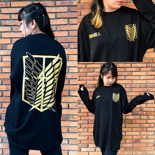 ใหม่ เสื้อแขนยาว ลาย Attack On Titan SNK Kanji สีทอง