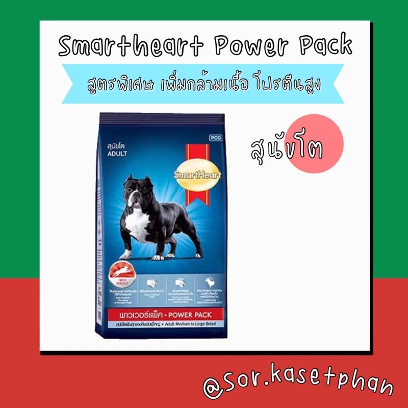 อาหารสุนัข Smart Heart Power Pack สูตรสุนัขโต 20กก. 📦 พร้อมส่ง