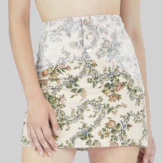 VALENTIER FW20 ENGLISH GARDEN JACQUARD MINI SKIRT กระโปรงสั้น มินิ ลายดอกไม้ ผ้าแจ็คการ์ด