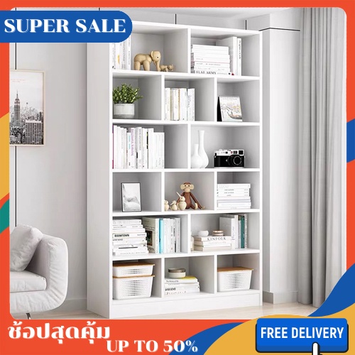 ชั้นวางหนังสือ วางของอเนกประสงค์ ตู้โชว์ จัดห้องนั่งเล่นห้องทำงานเรียบง่าย ทำจากไม้คุณภาพอย่างดี เเข็งเเรง