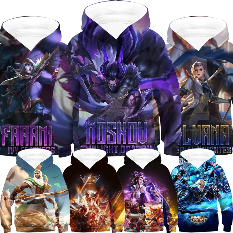 In Stocks2022 เสื้อฮู้ดเด็ก Mobile Legends เด็กชายและเด็กหญิงวันเกิดผลิตภัณฑ์คุณภาพจุดกีฬาโพลีเอสเตอ