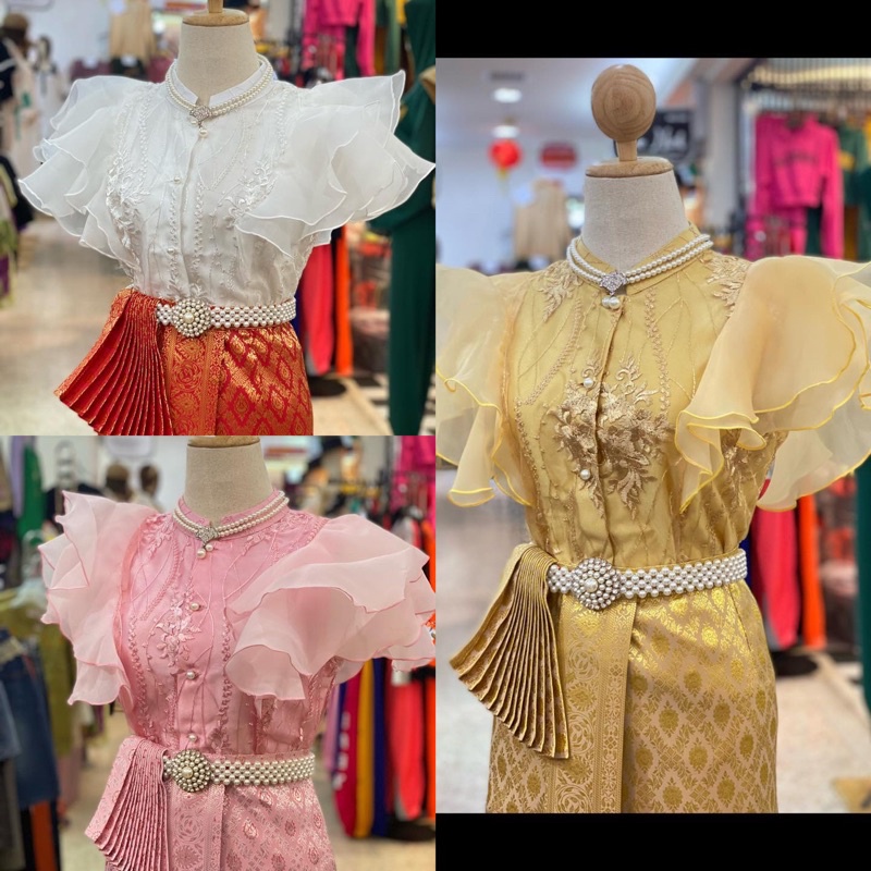 🥰เซตเสื้อลูกไม้แขนระบาย อัดกาว ทรงสวยมากๆๆ🥰