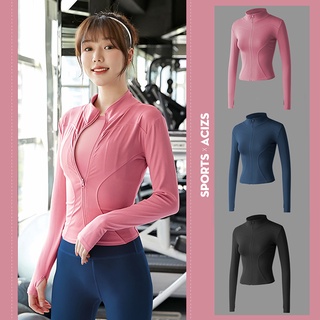 เสื้อกีฬา เสื้อรัดรูปแขนยาวออกกำลังกาย แจ็คเก็ตแขนยาวมีซิปรู…