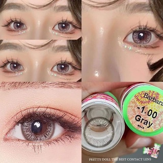 คอนแทคเลนส์ รุ่น Barbara ยี่ห้อ Pretty doll มีสี เทา ตาล สายตาปกติ