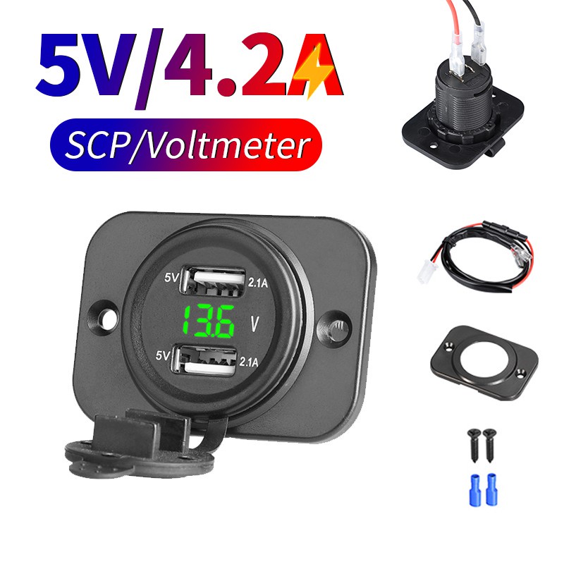 12 V/24 V Universal รถจักรยานยนต์ชาร์จ usb กันน้ำ 2 พอร์ต ที่ชาร์จแบตในรถยนต์ fast charge diy แผงสวิ