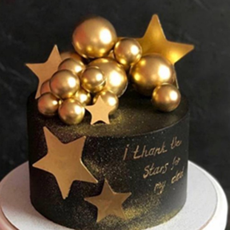 SG Birthday Cake Topper Black Gold IG Worthy Balls Gold Bell Instagram Black Cake