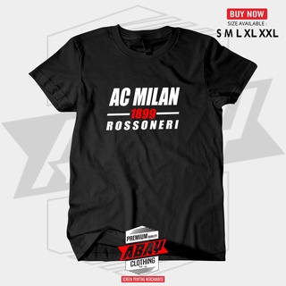 เสื้อยืดแขนสั้น ผ้าฝ้าย พิมพ์ลาย AC MILAN Rossoneri Combed 30s สําหรับผู้ชาย ไซซ์ S M L XL XXLสามารถปรับแต่งได้