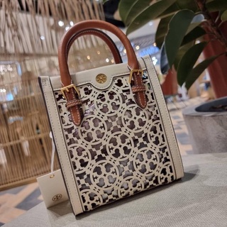 T O R Y BURCH T MONOGRAM LASER-CUT MINI TOTE