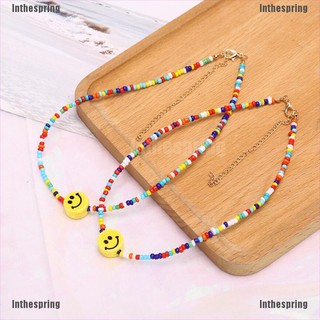 Inthespring✲❥ Bohemia Colorful Beads Smile Face Pendant Choker Necklace Clavicle Jewelry Gift