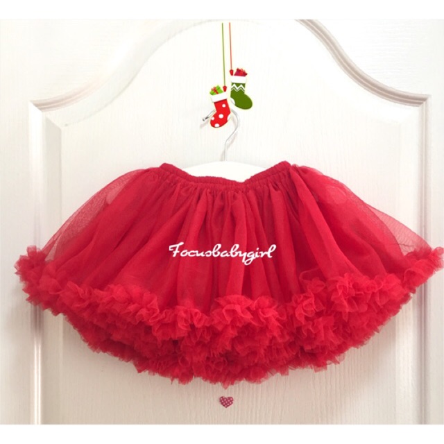 🌟พร้อมส่ง♥️ กระโปรงtutu แบบชายฟูฟูสีแดง มีซับใน💯