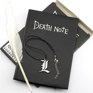 ชุดเซตสมุดโน้ต Death Note สร้อยคอ และปากกาขนนก ของขวัญนักเรียน