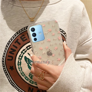 เคส New Style Phone Case Vivo V23 5G Romantic Flowers TPU Transparent Silicagel Casing Shockproof Protective Shell VIVOV23 เคสโทรศัพท์