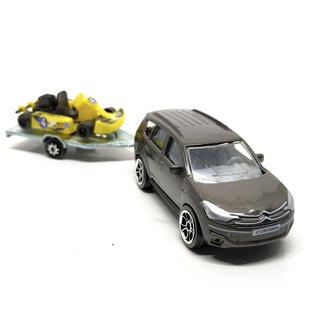 Majorette Citroen C Crosser + Yellow Go kart Trailer - Dark Gray Color /scale 1/64 (3 inches) no Package