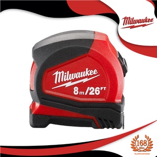 Milwaukee 48-22-6626 ตลับเมตร สายวัด แบบคอมแพ็ค COMPACT ขนาดสายวัดยาว 8 เมตร x 25มม. หรือ 26 ฟุต รหัส 48-22-6626