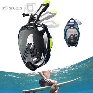 SYSPORTS GO-PRO MOUNTING หน้ากากดำน้ำ แบบเต็มหน้า ไม่ต้องคาบท่อหายใจ พับได้ 180 องศา