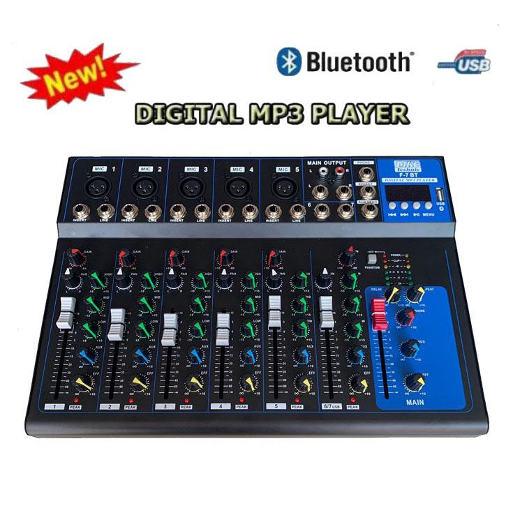 MKC มิกซ์เซอร์ 7 แชลแนล DJ สตูดิโอ KARAOKE Live สด Gaming ควบคุมซาวด์ Sound Mixer 7-Channel รองรับบล