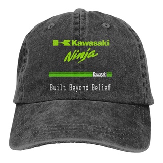 KAWASAKI หมวกแก๊ป ระบายอากาศได้ดี สีเขียว สามารถปรับได้ สไตล์เรโทร สําหรับขี่รถจักรยานยนต์วิบาก นินจา Atv