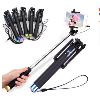 Monopod Selfie Stick ไม้เซลฟี่สีดำพร้อมตัวกดถ่ายรูปในตัว