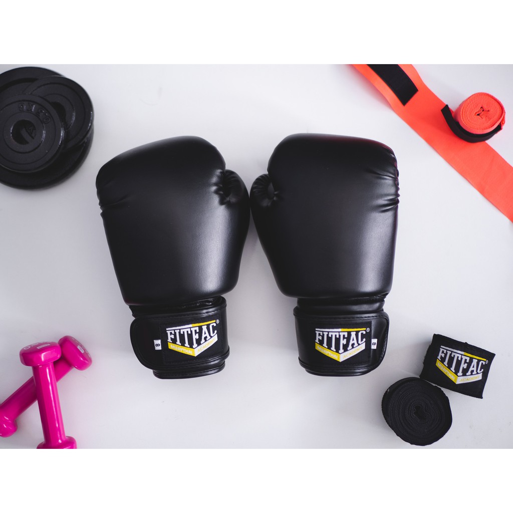 ฟิตแฟค Boxing Gloves Fitfac 8 Oz นวมมวยไทย Black