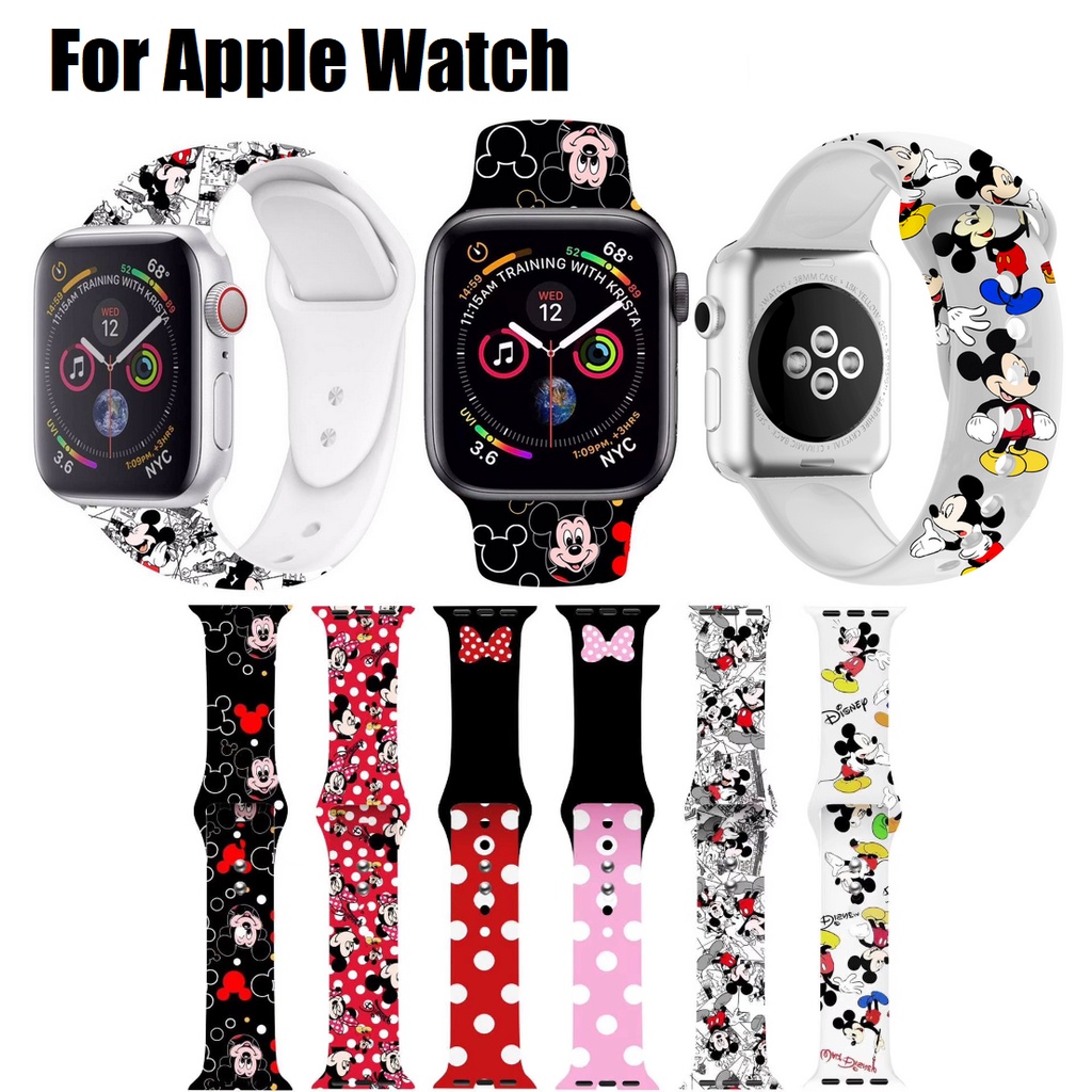 🔥 สาย applewatch 🔥 ทันสมัย พิมพ์หนังสือ สายนาฬิกาข้อมือ น่ารัก Apple Watch Band 7 6 5 4 3 2,  Apple Watch SE ขนาด การ์ตูน 41มม 45มม 44มม. 42 มม. 40มม.38 มม. สายนาฬิกา iWatch Straps สายนาฬิกา apple watch 7
