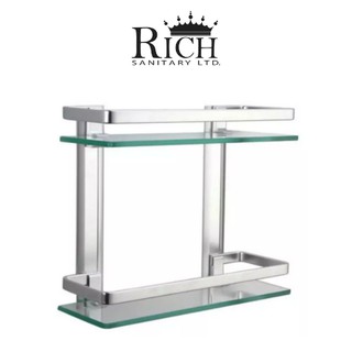 Rich Collection ชั้นวางของกระจกทรงตรง 2 ชั้น ขอบอลูมิเนียม