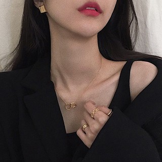 【Miss Lady】 X033 Ins ขายดี สร้อยคอ ตะขอเกี่ยว สไตล์เกาหลี สร้อยคอไขว้กันสองวง