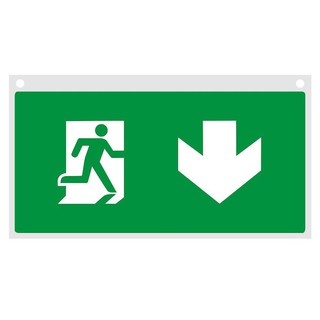 EMERGENCY EXIT SIGN DELIGHT BLA1 PERSON THROUGH DOORWAY DOWN DIRECTION แผ่นป้ายทางออกฉุกเฉิน DELIGHT GLA1 ป้าย คนขวา ศรล