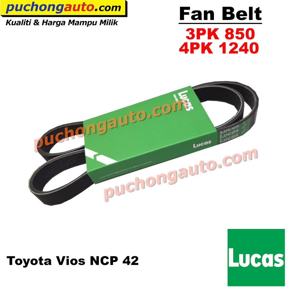 สายพานพัดลม 3PK850 / 4PK1240 - Toyota Vios NCP42 NCP150 - Lucas