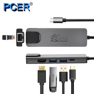 [ลด15% โค้ดPROJ556] PCER USB Type C to HDMI + 2 USB + Lan + PD