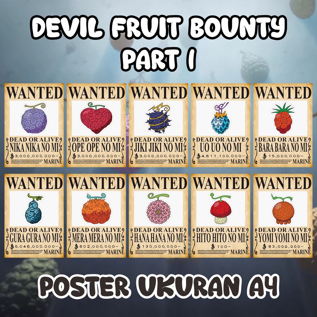 โปสเตอร์ผลไม้ Bounty Devil สําหรับ Devil/Iblis Anime Manga One Piece ขนาด A4 HD [ตอนที่ 1]
