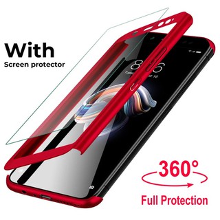 Case Vivo Y81 Y81i เคสวีโว่ เคสประกบหน้าหลัง แถมฟิล์มกระจก1ชิ้น เคสแข็ง เคสประกบ 360 องศา สวยและบางมาก สีดำสีแดง