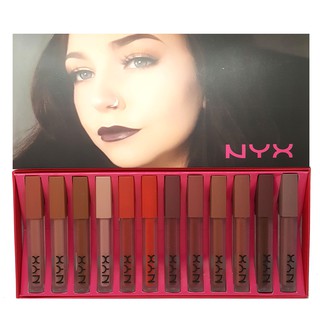 NYX LIP GLOSS 12 Color ลิปกลอส ลิปสติกเซต 12 สี สีปากสวย ติดทน รุ่นใหม่ขายดี