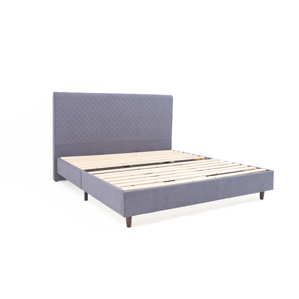 PATEX เตียงไม้ หัวเตียงบุผ้า โมเดิร์นดีไซน์ โครงเตียงระแนงไม้ Slat ระบายอากาศ ขนาด 6ฟุต
